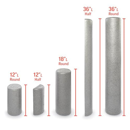 OPTP Silver AXIS Moderately Firm Foam Roller – Round, Silver, 36" x 6" - size: 36" x 6" Round