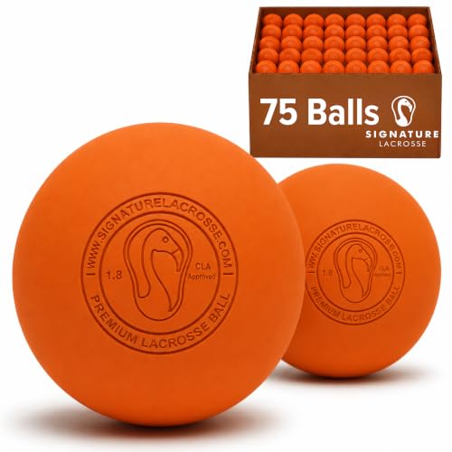 Signature Lacrosse Ball Set - Packs of 2, 4, 8, 12, and 100 - No Chemical Smell Massage Balls, Myofascial Release Tools, Back Roller, Muscle Knot Remover - color: Orange, size: 75 Balls