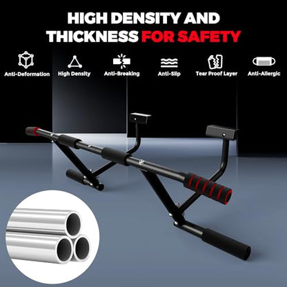 ONETWOFIT Pull Up Bar for Doorway, 440 lbs Heavy Duty Upper Body Fitness Workout Bar for Home Gym Exercise, Multi-Grip Strength Wall Mounted Door Frame Chin-Up Bar for Almost All Doors