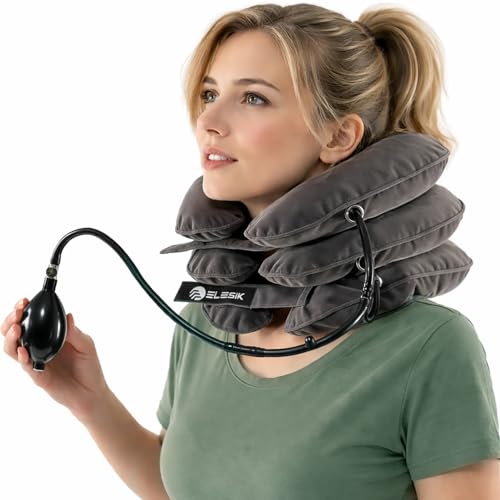 Cervical Neck Stretcher and Cervical Traction Device, Inflatable Neck Traction Device for Home Use, Decompression Devices and Support Brace for Pinched Nerve Relief, Extender Pillow and Hammock