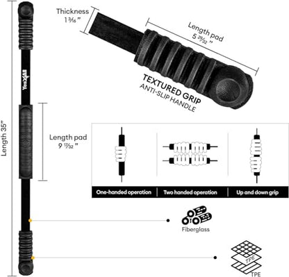 Yes4All Flex Bar, Elastic Fitness Bars with Strong Fiberglass & TPE Material, 2in1 Functional Exercise Bar, 9.5 inch Comfortable Grip, High Frequency Vibration Training, Strengthen Muscles & Burn Fat - color: A. Black