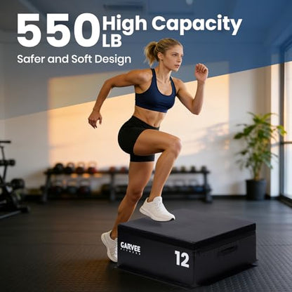 Stackable Plyo Box 6/12/20 Inch, Adjustable Plyometric Jump Box, Soft Foam Step Up Boxes for Home Gym Workouts, Soft Plyo Box for Professional Strength, HIIT, Step-Ups, and Training