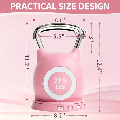LIFERUN Adjustable Kettlebell Set with 7 Weight Levels, Choose 22.5 lb or 44 lb, Quick-Change Weight Dial & Safety Lock, Space-Saving Design, Full-Body Workout & Cross-Training