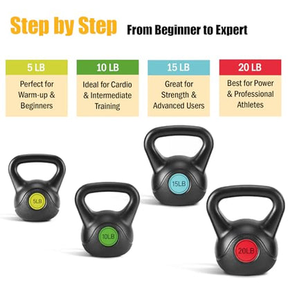 NEWBULIG Hard Kettlebell Set, Strength Training Kettlebells, Fitness Equipment, Durable Concrete Core, HDPE Shell, Multi-Level Workout Equipment for Home Gym & Outdoor