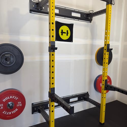 HulkFit Pro Series Wall Mounted Folding Squat Rack and Power Rack with Pull Up Bar & J Hooks for Home Gym, Strength Training Exercise Equipment - style: Wall Mounted Power Cage