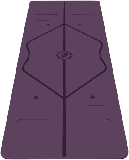 Liforme Travel Yoga mat – Patented Alignment System, Warrior-Like Grip, Non-Slip, Eco-Friendly, Ultra-Lightweight and Sweat Resistant, Made with Natural Rubber - color: Purple