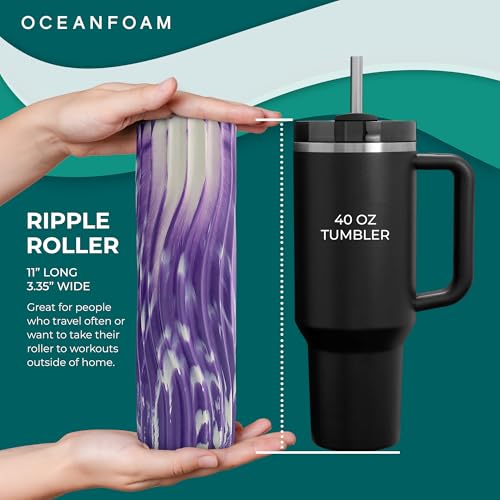 Oceanfoam Ripple Small Foam Roller for Physical Therapy (Purple Marbled) - color: Purple Marbled