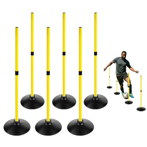 TNZMART 3.3FT Training Agility Poles Detachable Soccer Training Sticks Multi-Purpose Slalom Boundary Poles with Rubber Bases - color: Yellow