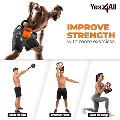 Yes4All Kettlebells Grip, Dumbbell Grip Handle, Convert Dumbbells into Kettlebell for Home Gym, Kettlebell for Weights Plate - color: B. Orange/Black Upgraded