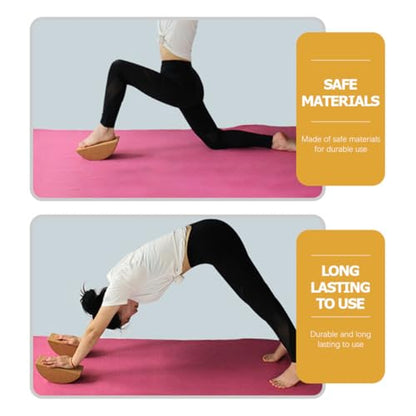 MAGICLULU Yoga Balance Blocks Set, Cork Material, Non-slip Semi-cylindrical Design for Core Muscle Training and Stability, Sturdy Yoga Equipment for Pilates and Fitness Exercises