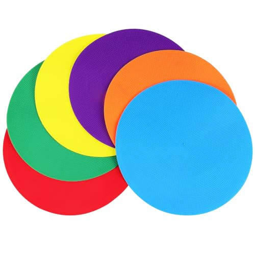 Milisten 6Pcs Circular Spot Markers Flat Colored Dots for Classroom Basketball and Soccer Training Durable Agility Cones for Sports Practice Easy to Transport