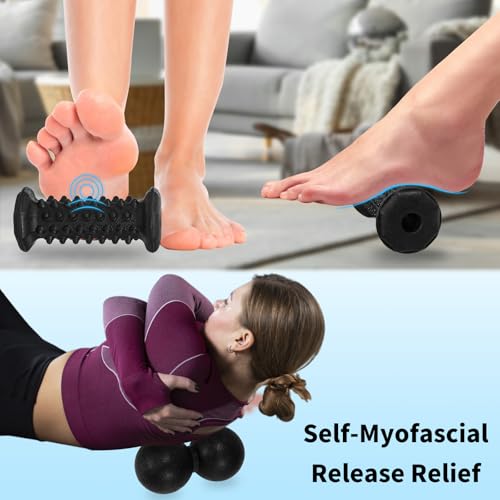 5-in-1 Foot Massager Roller Set for Plantar Fasciitis & Heel Pain Relief - color: 5-piece Set(black)