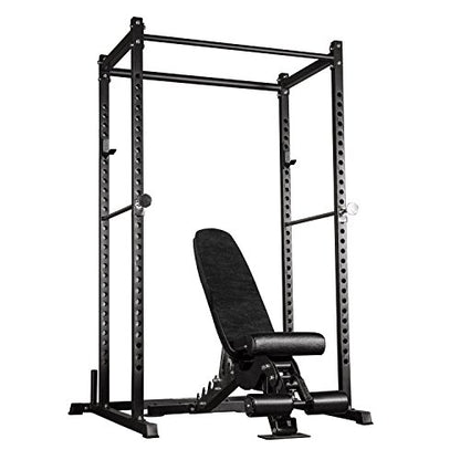REP Fitness PR-1100 Power Rack Home Gym System, Squat Cage with Attachment Compatibility Multi-Grip Pull Up Bar, Adjustable J Cups, Extended Safeties, 700 lb Capacity, Strength Training Equipment - style: Power Rack + AB-3000 Incline/Decline Bench