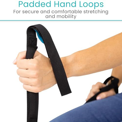 Vive Proflex Strap - Physical Therapy Leg Lifter Assist with Nylon Webbing for Recovery, Stretching - Loop with Hand Grips - Lift Foot, Calf - Rigid for Elderly, Handicapped, Injury, Car and Bed