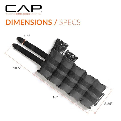 CAP Barbell Adjustable Ankle Weights |10-20lb Pair | Black