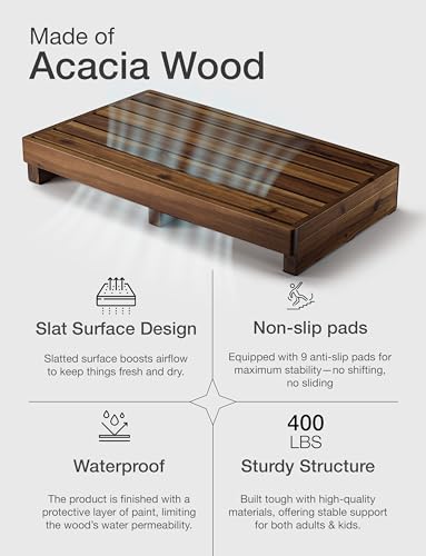 3.5" One Step Stool for Elderly, Acacia Wood High Riser Step Stool for Bed - 550 Lbs Wooden Mobility Stepping Stools for Adults, Kids/Bedside, Bathroom, Kitchen, Garden (Walnut, 3.5" Height)
