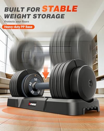 Adjustable Dumbbells Set of 2, 1 Hand Adjustable Weights Dumbbell Set and Workout Bench, 25/55/80lb Pair Weight Set For Home Gym Suit both Men and Women, Compact for Small Space Apartment Room - color: Classic-55lbs-Gray Dumbbells+Bench