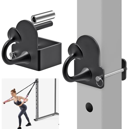 Resistance Band Anchors, Rack Attachment for 3"x3" Power Rack with 1" or 5/8" Hole, Adjustable Multi Point Workout Hook for Strength Training, Fitness, Physical Therapy, 2 Pack