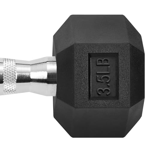 Hex Dumbbells Rubber Coated Cast Iron Hex Black Dumbbell Free Weights for Exercises - style: 3.5 Pounds / Pair