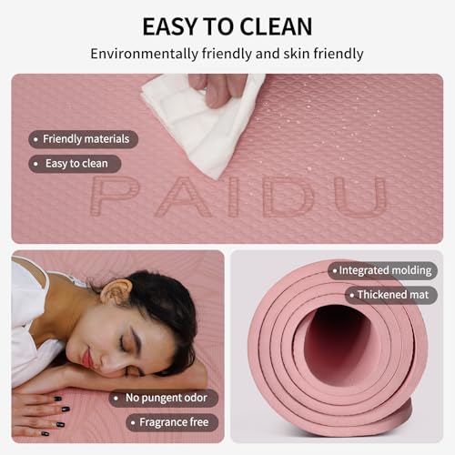 PAIDU Large Yoga Mat-72’x36’x0.4’ Extra Width ＆ Thick,Comfortable,Non-Slip Exercise Mat-Works Great on All Floor for Stretching,Yoga Studio,Gym or Home Workouts
