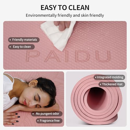 PAIDU Large Yoga Mat-72’x36’x0.4’ Extra Width ＆ Thick,Comfortable,Non-Slip Exercise Mat-Works Great on All Floor for Stretching,Yoga Studio,Gym or Home Workouts