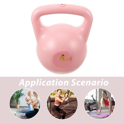 Hemobllo Water-fillable Kettlebell 4kg Pink with Dual Handle, Yoga Hand Weight for Home Fitness Training and Arm, Glute Exercise Equipment