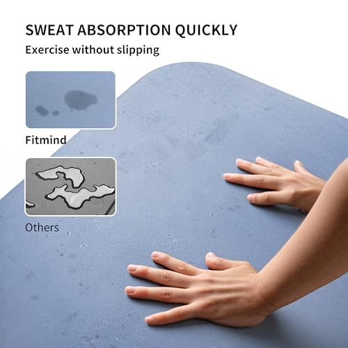 Professional PU Rubber Yoga Mat, Double-Sided Non Slip Sweat Resistant Exercise Mat for Men Women, Comfortable Extra Long & Wide for Yoga, Pilates, Fitness, Home Gym, 72"×26.8"×0.18"(4.5mm)Thick - color: blue