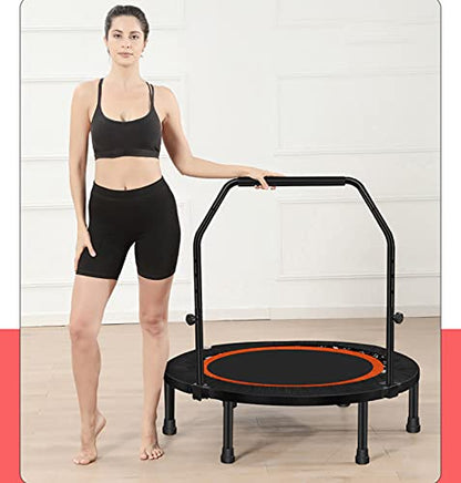 Replacement Trampoline Pad Outdoor Fitness Trampoline with Adjustable Handle,Mute Foldable Trampoline Mini Exercise Rebounder for Adults Kids Indoor/Garden Workout Equipment,Maximum Load 200Kg
