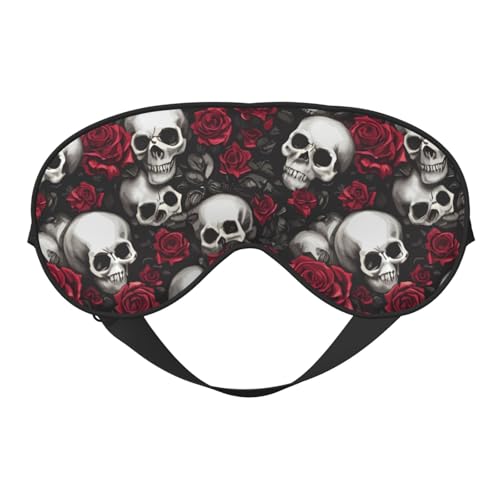 Skulls and Red Roses Sleep Mask Eye Mask with Adjustable Strap Eye Sleep Shade Cover Blocks Light for Women Men Airplane Travel Nap - color: Skulls and Red Roses