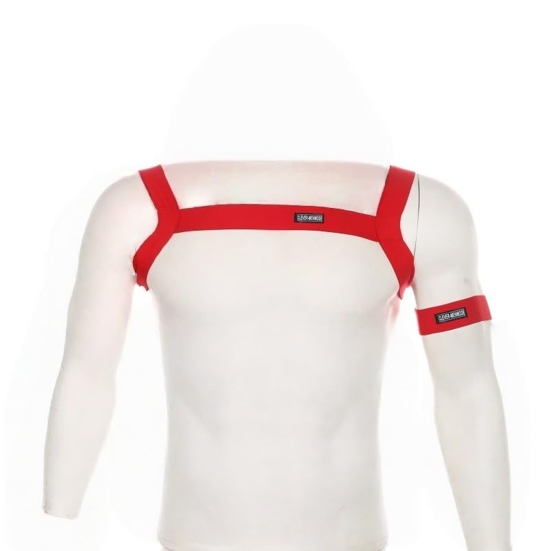 Men's Fitness Chest Harness, Nylon Elastic Resistance Band, Adjustable Muscle Training Strap with Arm Band, Unisex Adult - color: black