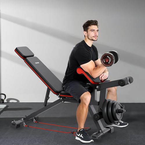 VEVOR Weight Bench, 800lbs/660lbs Adjustable Weight Bench Press for Full Body Workout, Exercise Sit-up Bench for Home Gym Strength Training, Multiple Functions, Fast Adjustment