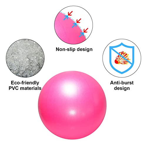 2 Pcs Pilates Ball 23cm Small Exercise Ball Stability Ball for Yoga Barre Core Training and Physical Therapy- Comes with Inflatable Straw