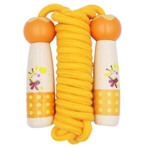 Jump Rope for Kids Adjustable Length Cotton Rope with Wooden Handle for Boys and Girls Sport Fitness Exercise