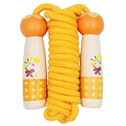 Jump Rope for Kids Adjustable Length Cotton Rope with Wooden Handle for Boys and Girls Sport Fitness Exercise