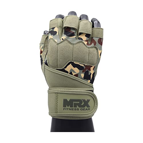 MRX Weightlifting Gloves for Men Workout Gloves Mens Wrist Support Lifting Gloves Male Gym Gloves | Workout Gym Accessories for Men Weight Lifting Fingerless Gym Exercise for Powerlifting