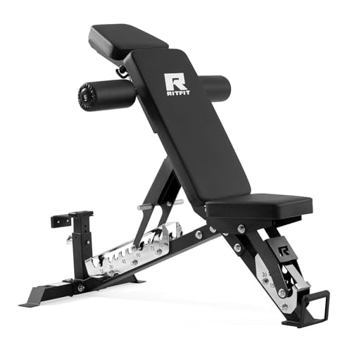 RitFit Adjustable/Foldable Utility Weight Bench for Home Gym - color: BLACK(3-Section)