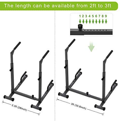 SELEWARE Heavy Duty Dip Bar, Adjustable Width & Height Dip Station Home Gym Fitness Equipment, 800lbs Capacity, Multifunctional Strength Training Dip Stand with Push Up Bar for Tricep Dips, L-Sits - color: Black