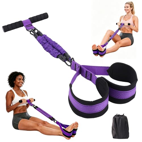 Upgraded Multifunction Pedal Resistance Band with Handles, Adjustable Exercise Bands for Full Body Workout, Home Gym Equipment for Core Abs Legs Glutes Arm Strength Training - color: Purple - 2 Tubes