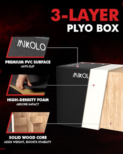 Mikolo 3-in-1 Foam Plyometric Box – Soft Jump Box with Solid Wood Core, High-Density Foam and Non-Slip Cover – No Assembly Required for Home Gym Workout - style: 16" x 14" x 12"