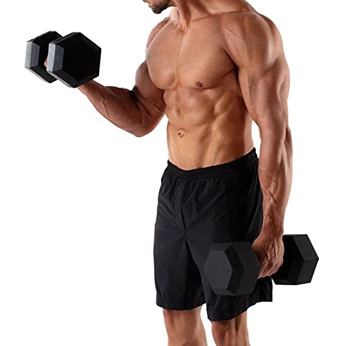 Hex Dumbbells Rubber Coated Cast Iron Hex Black Dumbbell Free Weights for Exercises - style: 8 Pounds / Pair
