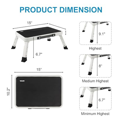 Valeo Folding Step Stool, Adjustable Step Stool with Non-Slip Platform, 330 Lbs Capacity, Step Ladder for Adults or Kids in Kitchen, Bathroom, RV, Camping, Office, White - color: White
