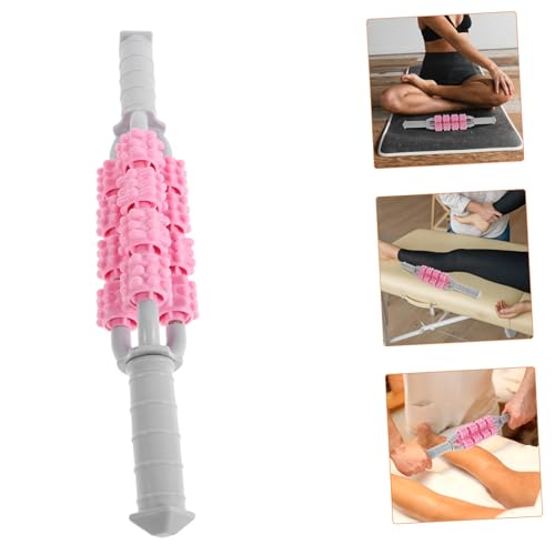 Muscle Massager Stick Leg Rollers Back Neck Shoulder Relief Compact for Travel Yoga - color: Pink