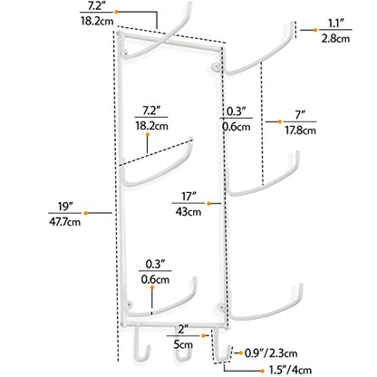 Wallniture Guru Yoga Mat Holder Wall Mount with 3 Hooks for Hanging Yoga Strap, Resistance Bands, 5-Sectional Metal