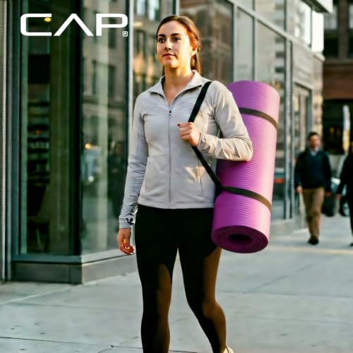 CAP Barbell 1-Inch High Density Exercise Yoga Mat with Strap | Multiple Colors