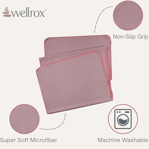Microfiber Yoga Mat Towel with Grip – Ultra Absorbent, Super Soft, and Quick Dry Hot Yoga Towel Non Slip for Pilates, Bikram, and Fitness Workouts (74” x 26”, Rose) - color: Rose