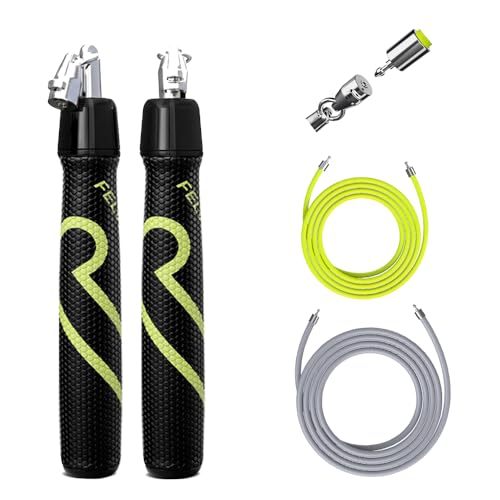 Weighted Jump Rope for Men & Women, 1/4lb 1/2lb Interchangeable Weighted Rope, Ball Bearing Adjustable Length, Tangle Free Storage Golf-Grade Grip, Skipping Rope for Weight Loss