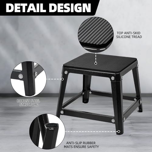 Plyometric Platform 12/18/20/24 Inch Fitness Exercise Jump Box Step for Fitting, Plyometric Jumping Exercise Training - color: Black 4P