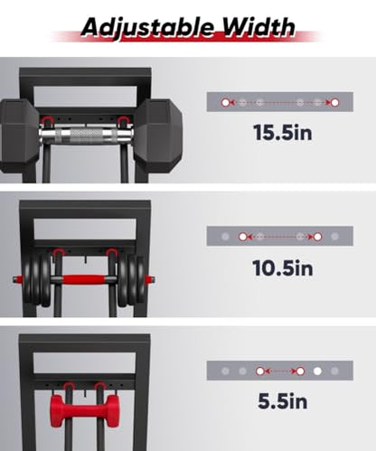 Adjustable Dumbbell Rack, Weight Storage Stand Holder for Dumbbells & Kettlebells, Heavy-Duty Metal Home Gym Workout Organizer with Hook for Gym Equipment Accessories (Rack Only)