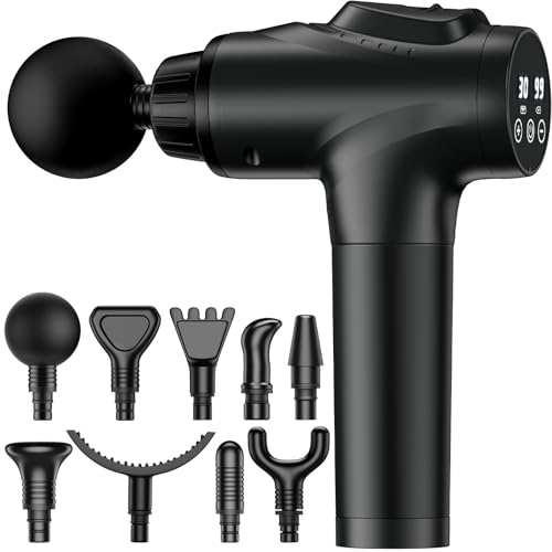 APHERMA Massage Gun, Muscle Massage Gun for Athletes Handheld Electric Deep Tissue Back Massager, Percussion Massage Device for Pain Relief with 30 Speed Levels 9 Heads Black - color: Black