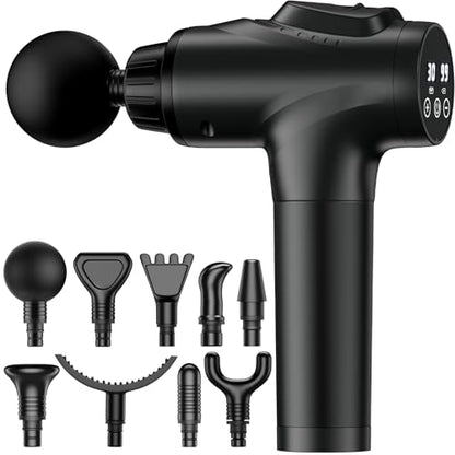 APHERMA Massage Gun, Muscle Massage Gun for Athletes Handheld Electric Deep Tissue Back Massager, Percussion Massage Device for Pain Relief with 30 Speed Levels 9 Heads Black - color: Black